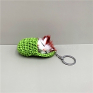 Cute Sleepy Cat Keychain, Slippers Cat Plush Bag Pendant Keychain, Green, 140mm(PW-WG7B277-02)