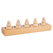 Wood Finger Ring Display Holder, Ring Organizer Display Stand, with 5Pcs Cones, BurlyWood, 20x5.1x5.35cm(RDIS-WH0011-24)