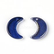 Glass Pendants, DIY Accessories for Jewelry Making, Moon, Midnight Blue, 16x11.5x3mm, Hole: 1.2mm(DIY-TAC0013-14B)