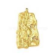 Ion Plating(IP) 304 Stainless Steel Pendants, Textured, Trapezoid Charm, Real 18K Gold Plated, 38x20.5x2.5mm, Hole: 1.4mm(STAS-C104-53G)