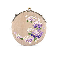 SHEGRACE Corduroy Women Evening Bag, with Embroidered Milk Cotton Flowers, Alloy Flower Purse Frame Handle, Alloy Twisted Curb Chain, Misty Rose, 210mm(JBG008B-01)