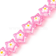 Handmade Lampwork Beads Strands, with Enamel, Star, Pearl Pink, 12.5~13x12~12.5x6.5~7mm, Hole: 1.2mm, about 33pcs/strand, 14.61''(37.1cm)(LAMP-K037-07H)