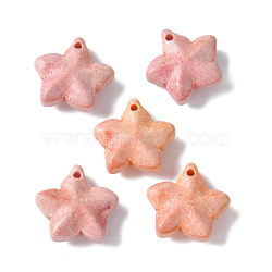 Natural Rainbow Alashan Agate Charms, Dyed, Star Charms, Pink, 13~13.5x14~14.5x5~5.5mm, Hole: 1.2mm(G-G194-02D)