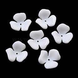 Opaque Acrylic Bead Caps, 3-Petal Flower, White, 23x21.5x8.5mm, Hole: 1.6mm(OACR-G034-03L)