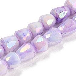 Electroplate Glass Beads Strand, AB Color Plated, Imitation Jade, Faceted, Bell, Lilac, 4~4.5mm, Hole: 0.8mm, about 80pcs/strand, 12.83''(32.6cm)(GLAA-G088-03-01H)
