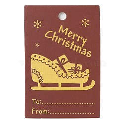 Rectangle Paper Gift Tags, for Christmas, FireBrick, Sleigh, 6x4x0.02cm(CDIS-F008-01E)