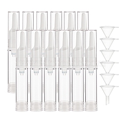 Plastic Transparent Dewar Bottles, Empty Eye Cream Tube Vials, with Transparent Plastic Funnel Hopper, Clear, 12x1.9cm, Capacity: 10ml, 12pcs(MRMJ-BC0002-30B)