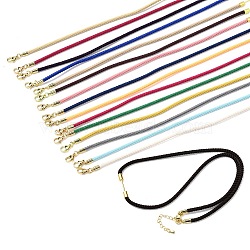 3MM Round Nylon Milan Cord Necklaces Making, with Brass Findings and 303 Stainless Steel Lobster Claw Clasps, Golden, Long-Lasting Plated, Rack Plating, Mixed Color, 19.53 inch(49.6cm)(NJEW-H091-01G)
