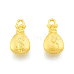 Alloy Pendants, Money Bag Charms, Matte Gold Color, 17x8.5x3.5mm, Hole: 1.6mm(FIND-A017-50MG)