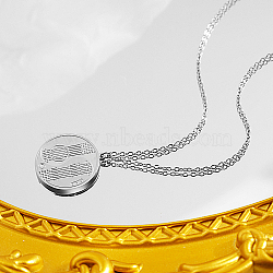 Stainless Steel Pendant Necklaces for Women, Grooved Flat Round, Stainless Steel Color, 17.72 inch(45cm)(RX0049-2)