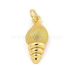 Rack Plating Brass Pendants, with Jump Ring, Long-Lasting Plated, Cadmium Free & Lead Free, Whelk, Real 18K Gold Plated, 18x8.5x4.5mm, Hole: 3mm(KK-Z048-06-01G)