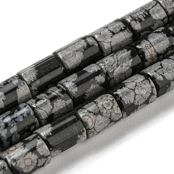 Natural Snowflake Obsidian Stone Beads Strands, Column, 7.5~8x6mm, Hole: 1.2mm, about 48~50pcs/strand,  15.16''~15.31''(38.5~38.9cm)