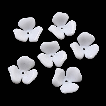 Opaque Acrylic Bead Caps, 3-Petal Flower, White, 23x21.5x8.5mm, Hole: 1.6mm