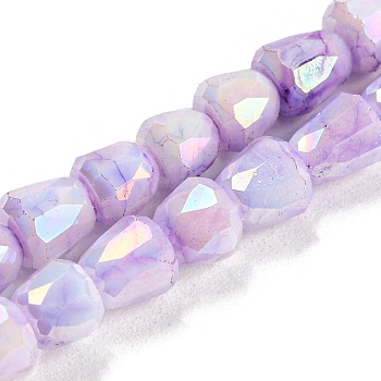 Electroplate Glass Beads Strand, AB Color Plated, Imitation Jade, Faceted, Bell, Lilac, 4~4.5mm, Hole: 0.8mm, about 80pcs/strand, 12.83''(32.6cm)
