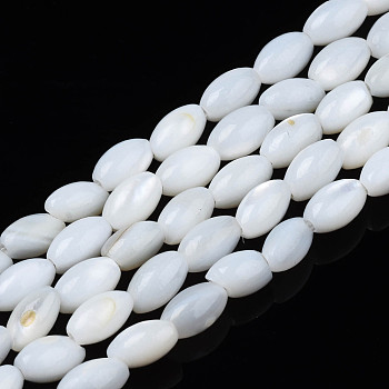Natural Freshwater Shell Beads Strands, Rice, White, 5x3mm, Hole: 0.9mm, about 80~83pcs/strand, 14.76 inch~15.55 inch(37.5~39.5cm)