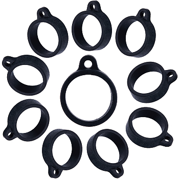20Pcs Silicone Pendant, for Electronic stylus & Lighter Making, Ring, Black, 27.5x22x8mm, Hole: 2.7mm, Inner Diameter: 18mm