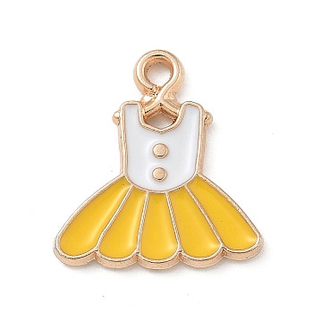 Alloy Enamel Pendants, Light Gold, Cadmium Free & Lead Free, Dress Charm, Gold, 15.5x14x1.5mm, Hole: 1.5mm