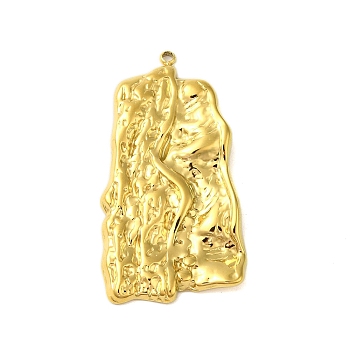 Ion Plating(IP) 304 Stainless Steel Pendants, Textured, Trapezoid Charm, Real 18K Gold Plated, 38x20.5x2.5mm, Hole: 1.4mm