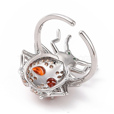 Открытое кольцо-манжета с оранжевым циркониевым жуком(RJEW-C029-02)-4