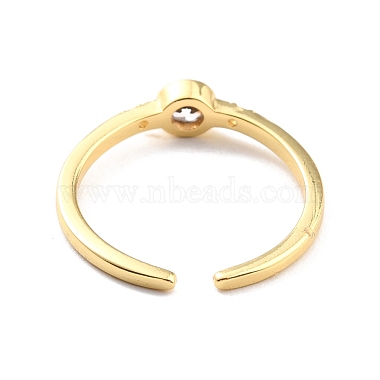 Прозрачное кубическое циркониевое плоское круглое открытое кольцо-манжета для женщин(RJEW-C018-17G)-3