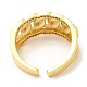 Rack Plating Brass Curb Chains Shape Open Cuff Ring with Cubic Zirconia(RJEW-R138-01G)-2