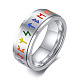 Rainbow Color Pride Flag Rune Words Odin Norse Viking Amulet Enamel Rotating Ring(RABO-PW0001-037A)-1
