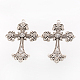 Alliage strass croix gros pendentifs gothiques(X-ALRI-1475-RS)-1