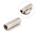 Tarnish Resistant 304 Stainless Steel Magnetic Clasps with Glue-in Ends, Column, Stainless Steel Color, 17x6mm, Hole: 3mm(STAS-K006-3mm-33C)
