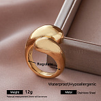 304 Stainless Steel Cuff Open Rings for Women, Golden, Adjustable(AP4973-3)