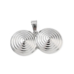 304 Stainless Steel Pendants, with 201 Stainless Steel Snap on Bails, Double Spiral Round Charms, Stainless Steel Color, 17.5x34x4.5mm, Hole: 7.5x3.5mm(SA-CBA34D4-06P)