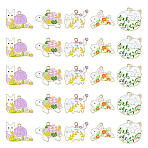 25Pcs 5 Styles Alloy Enamel Pendants, Light Gold, Rabbit/Cat/Fox/Snail/Tortoise with Flower Pattern Charm, White, 20~25x28x1.3mm, Hole: 2mm, 5pcs/style(ENAM-CJ0004-53)