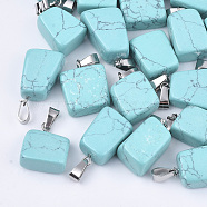 Synthetic Turquoise Pendants, with Stainless Steel Snap On Bails, Nuggets, 15~35x10~20x5~15mm, Hole: 3x7.5mm(G-Q996-06)