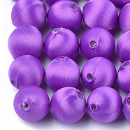 Polyester Thread Fabric Covered Beads, with ABS Plastic, Round, Blue Violet, 20x21.5mm, Hole: 3mm(WOVE-T007-20mm-12)