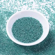 MIYUKI Delica Beads, Cylinder, Japanese Seed Beads, 11/0, (DB1228) Transparent Caribbean Teal Luster, 1.3x1.6mm, Hole: 0.8mm, about 10000pcs/bag, 50g/bag(SEED-X0054-DB1228)