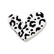 Printed Acrylic Pendants, Heart with Leopard Print Pattern, Black, 22x30x2mm, Hole: 1.5mm(SACR-G018-05A)