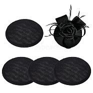 Imitation Hemp Round Fascinator Hat Base for Millinery, Black, 128~129x20mm(AJEW-WH0472-45A-02)