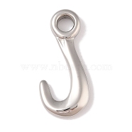 Non-Tarnish 304 Stainless Steel Hook Clasps, Fish Hook Charms, For Leather Cord Bracelets Making, Hook, Polished, Stainless Steel Color, 35x15.5x3.5mm, Hole: 5mm(STAS-C109-05P)