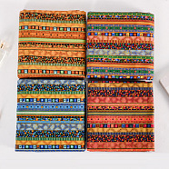 Square Printed Cotton Linen Fabric, for Patchwork, Sewing Tissue to Patchwork, with Ethnic Style Pattern, Colorful, 24x24cm(PW-WG97318-02)