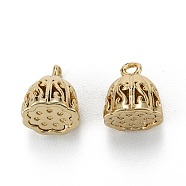 Brass Charms, Long-Lasting Plated, Lead Free & Nickel Free & Cadmium Free, Seedpod Of The Lotus, Real 18K Gold Plated, 8.5x6.5mm, Hole: 1.2mm(KK-C223-11G)