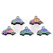Rainbow Color Alloy Charms, Cadmium Free & Nickel Free & Lead Free, Car, 14x22x9mm, Hole: 2mm(PALLOY-S180-287-NR)