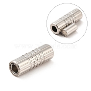 304 Stainless Steel Magnetic Clasps with Glue-in Ends, Column, Stainless Steel Color, 17x6mm, Hole: 3mm(STAS-K006-3mm-33C)