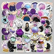 Magic Theme PVC Self Adhesive Stickers, Waterproof Crystal Ball Decals, for Suitcase, Skateboard, Refrigerator, Helmet, Mobile Phone Shell, Purple, 55~85mm, 50pcs/bag(STIC-PW0011-13)