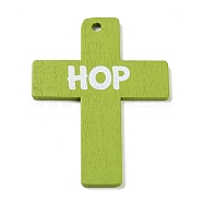 Easter Theme Single Face Printed Wood Pendants, Easter Charms, Cross, 80x57.5x2.5mm, Hole: 4.5mm(WOOD-M010-03C)