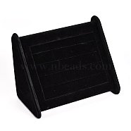 Cuboid Wood Jewelry Ring Display Stands, Covered with Velvet, with Sponge, Black, 22.5x10x14cm(RDIS-L001-14D)