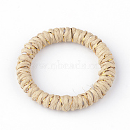 Plastic Linking Rings, with Paper  Ribbon, Ring, Wheat, 36~38x3.5~4mm(X-WOVE-S097C-02)