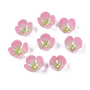 Plastic Beads, Flower, Pink, 12~13.5x12~13x8mm, Hole: 1.2mm(KY-N015-049D)