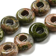 Natural Unakite Beads Strands, Rondelle, 10~10.5x4~4.5mm, Hole: 1.2mm, about 20pcs/strand, 7.95''(20.2cm)(G-P536-A01-01)