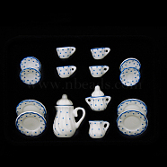 Mini Porcelain Tea Set, including 2Pcs Teapots, 5Pcs Teacups, 8Pcs Dishes, for Dollhouse Accessories, Pretending Prop Decorations, Polka Dot Pattern, 121x86x25mm, 15pcs/set(BOTT-PW0001-213A-38)