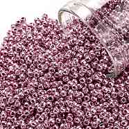 TOHO Round Seed Beads, Japanese Seed Beads, (571) Galvanized Rose Gold, 11/0, 2.2mm, Hole: 0.8mm, about 5555pcs/50g(SEED-XTR11-0571)