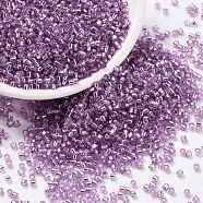Cylinder Seed Beads, Silver Lined, Round Hole, Uniform Size, Dark Violet, 2x1.5mm, Hole: 0.8mm, about 40000pcs/bag, about 450g/bag(SEED-H001-G20)